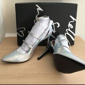 Banana Republic Desiree Strap Heel,  Silver Opal